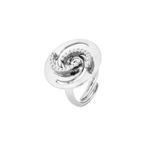 Boccadamo VORTICE Adjustable Rhodium Plated Ring with Zircons